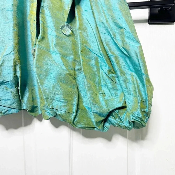 SARA CAMPBELL Size 2 Taffeta Silk Turquoise Bubble Hem Crystal Party Dress‎ - Picture 5 of 6